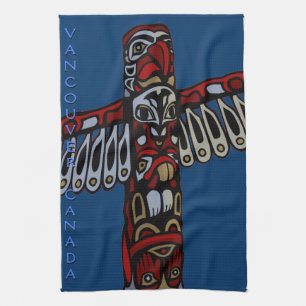 Canada Towel Native Totem Pole Vancouver Tea Towel