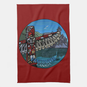 Canada Towel Native Totem Pole Vancouver Tea Towel