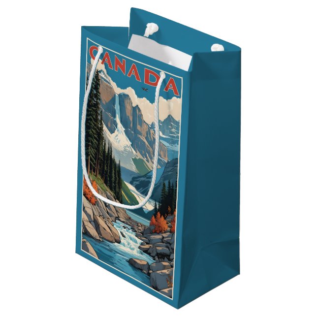 Canada Travel Poster Small Gift Bag (Back Angled)