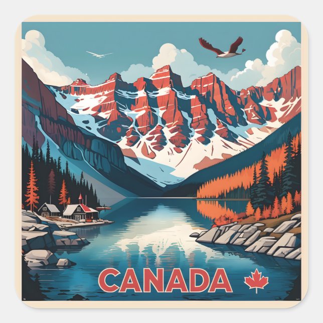 Canada Travel Poster Square Sticker (Front)