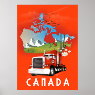 Canada Truck map travel poster
