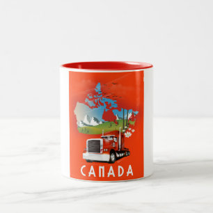 Canada Truck map travel poster Two-Tone Coffee Mug