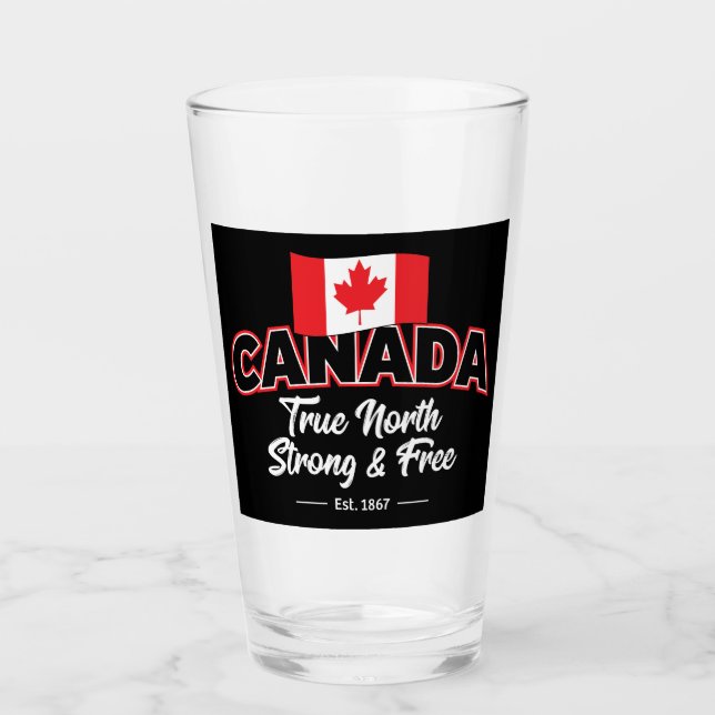 "Canada True North Strong & Free Est. 1867" Glass (Front)