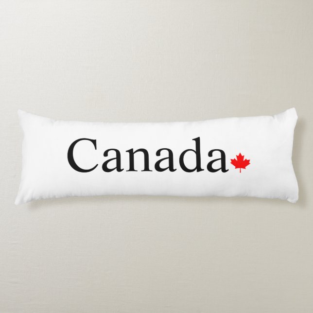 Canada typography with red maple leaf body cushion (Front)