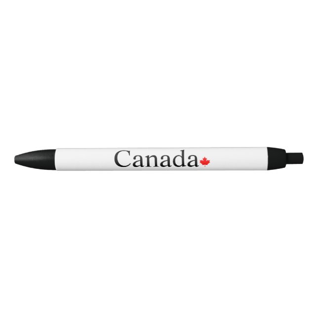 Canada typography with red maple leaf custom text black ink pen (Front)