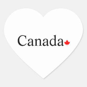 Canada typography with red maple leaf heart sticker