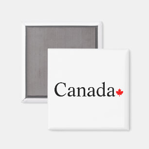 Canada typography with red maple leaf magnet