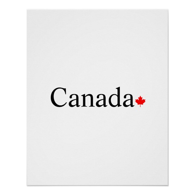 Canada typography with red maple leaf white poster (Front)