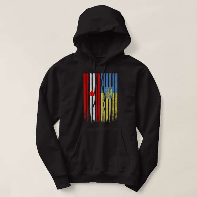 Canada Ukraine Canadian Ukrainian Flag Hoodie (Design Front)