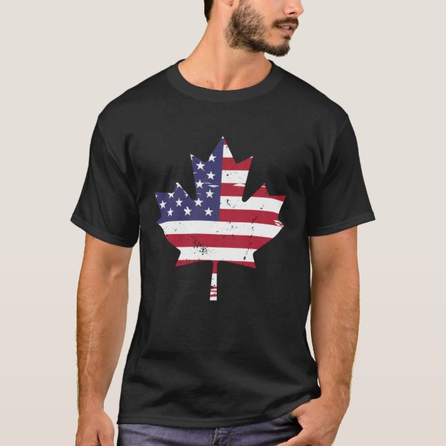 Canada USA America Hockey Canadian Maple Leaf T-Shirt (Front)