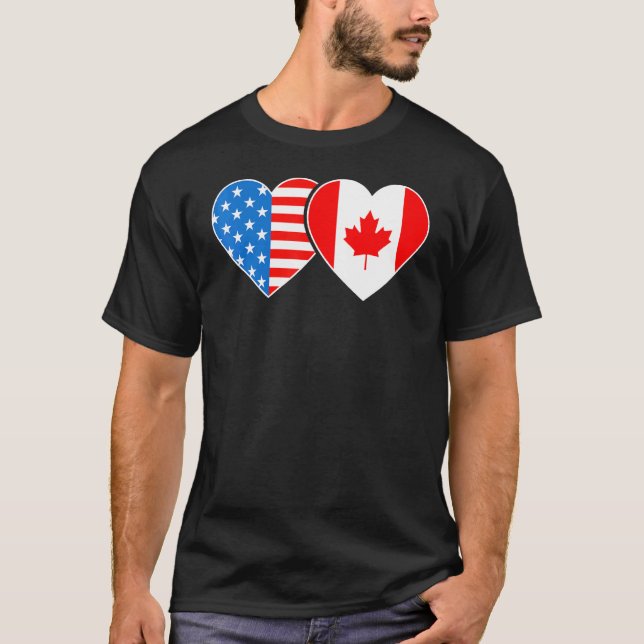 Canada Usa Flag  Heart Canadian Americans Love Men T-Shirt (Front)