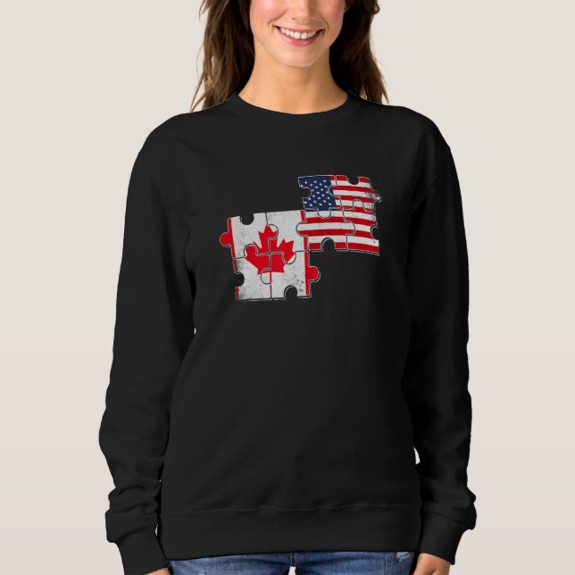 Canada Usa Love Roots Canadian American Flag Sweatshirt (Front)