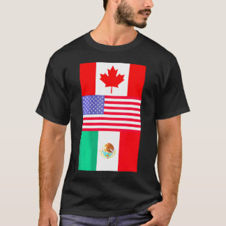 Canada Usa Mexico North America Flags        T-Shirt