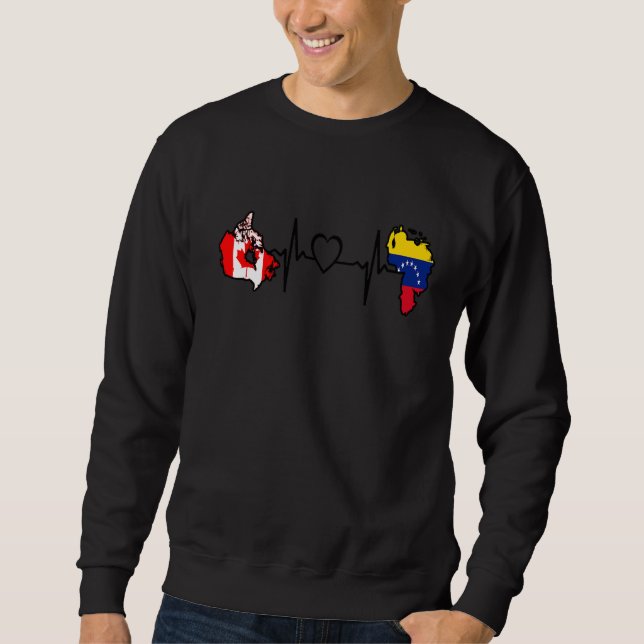 Canada Venezuela Flag Canadian Venezuelan Heartbea Sweatshirt (Front)