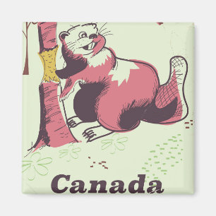 Canada vintage beaver travel poster magnet