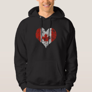 Canada Vintage Heart Flag Canadian Maple Leaf Hoodie