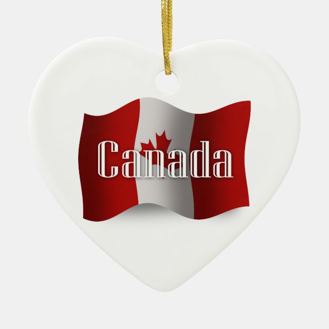 Canada Waving Flag Ceramic Ornament (Front)