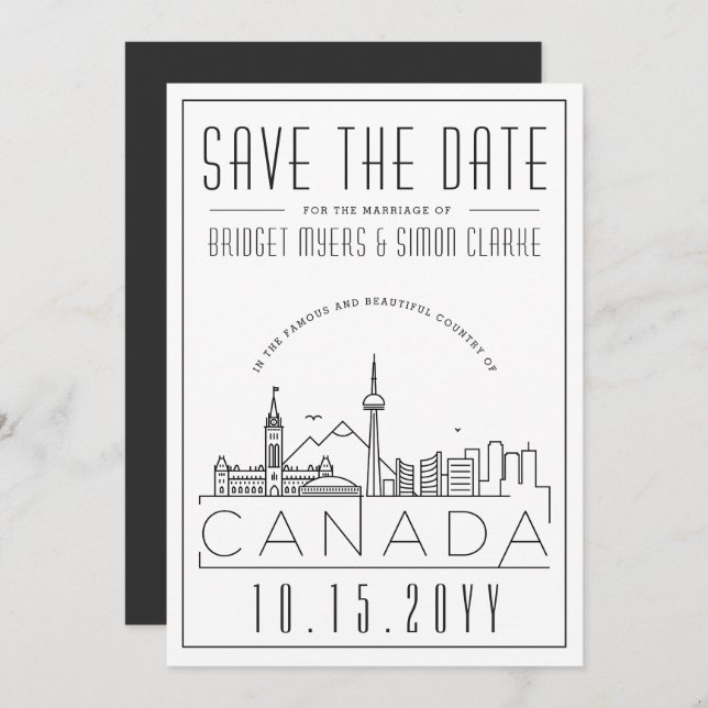 Canada Wedding Stylised Skyline Save the Date Inv Invitation (Front/Back)