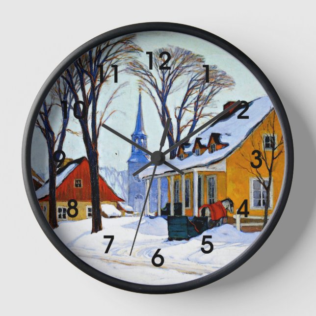 Canada, - Winter Morning, fine art,Clarence Gagnon Clock (Front)