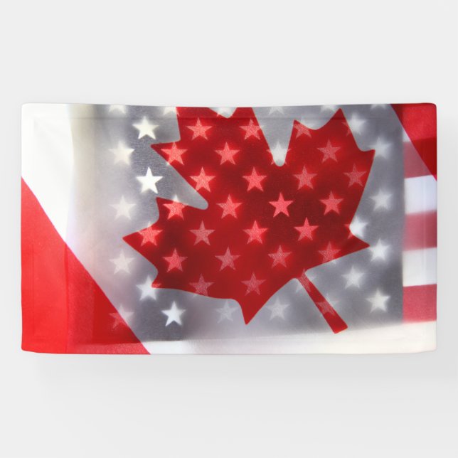 Canada with America flags Banner (Horizontal)