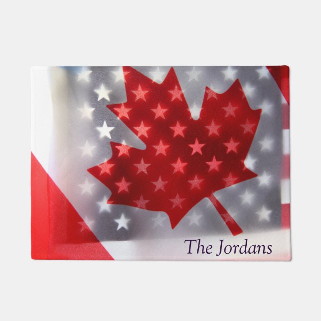 Canada with America flags Doormat (Front)