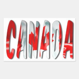 Canada Word With Flag Texture Rectangular Sticker