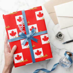 Canada Wrapping Paper, Red, Canadian Flag patriots Paper