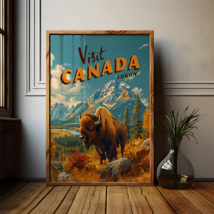Canada Yukon Bison Poster – Vintage Travel Art
