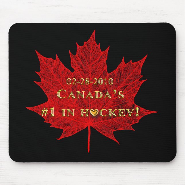 Canada's Hockey Win-Dated!+Red Maple Leaf Mouse Pad (Front)