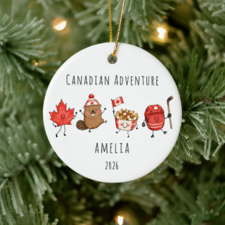 Canadian Adventure Personalised Travel Ceramic Ornament