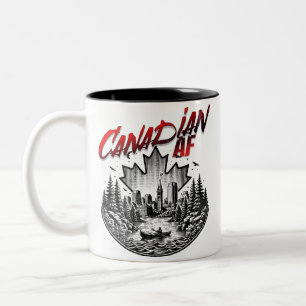 Canadian AF Scenery Landscape Canoe Maple leaf Two-Tone Coffee Mug