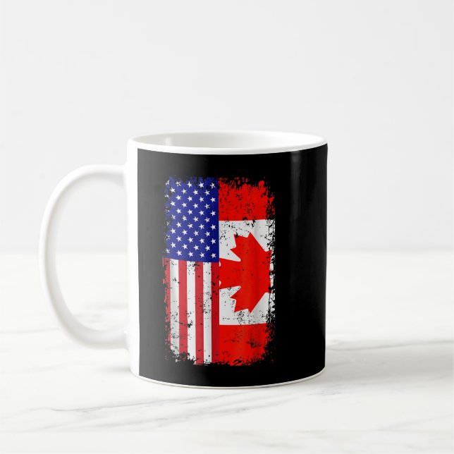 Canadian American Flag America Canada Patriotic Te Coffee Mug (Left)