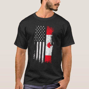 Canadian American Flag Canada America Distressed T T-Shirt