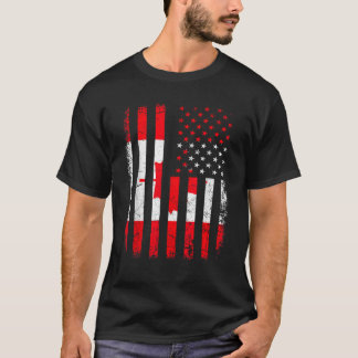 Canadian American Flag Canadian Roots Canada Ameri T-Shirt