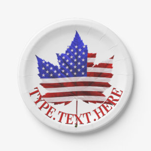 Canadian American Plates Custom Flag Paper Plates