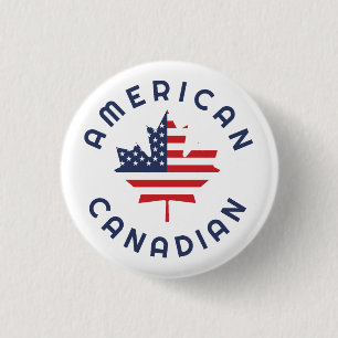 Canadian American  Roots  3 Cm Round Badge