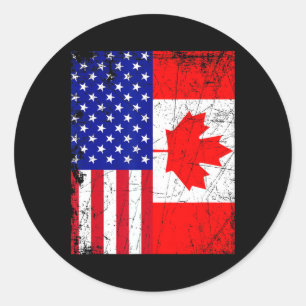 Canadian American Shirt Usa Canada Flag 4th Of Jul Classic Round Sticker