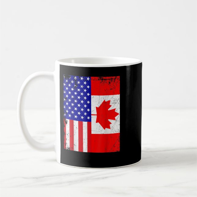 Canadian American Shirt USA Canada Flag 4th of Jul Coffee Mug (Left)