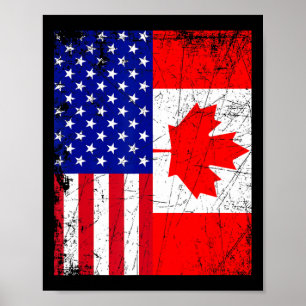 Canadian American Shirt Usa Canada Flag 4th Of Jul Poster