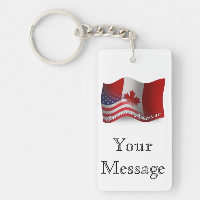 Canadian-American Waving Flag Key Ring (Front)