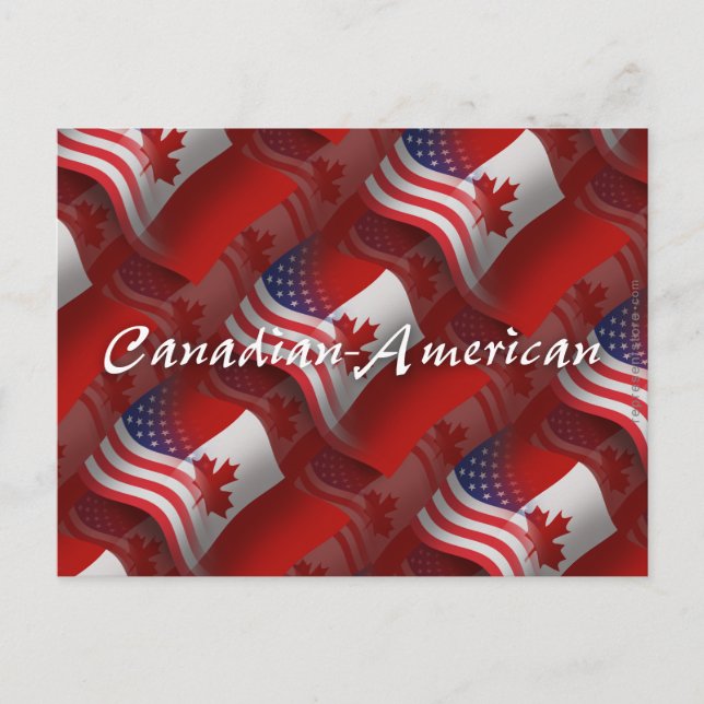 Canadian-American Waving Flag Postcard (Front)