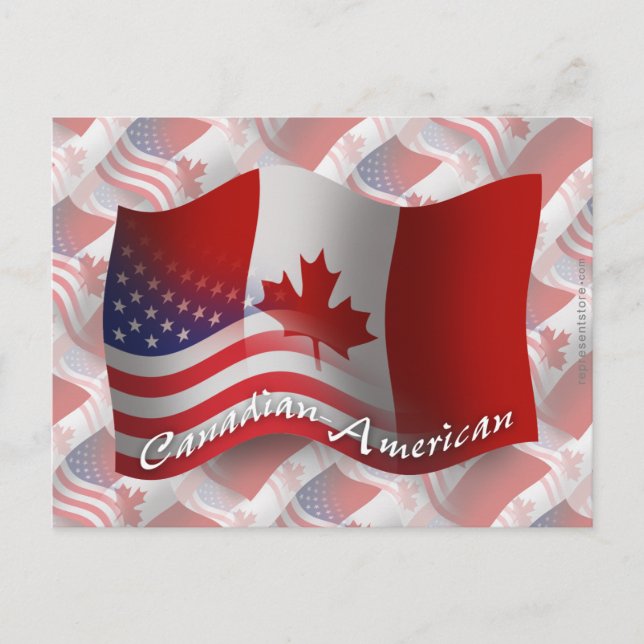 Canadian-American Waving Flag Postcard (Front)