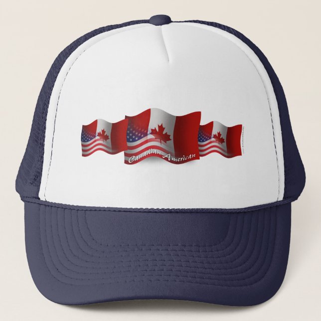 Canadian-American Waving Flag Trucker Hat (Front)