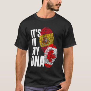 Canadian and Spaniard Mix DNA Flag Heritage T-Shirt