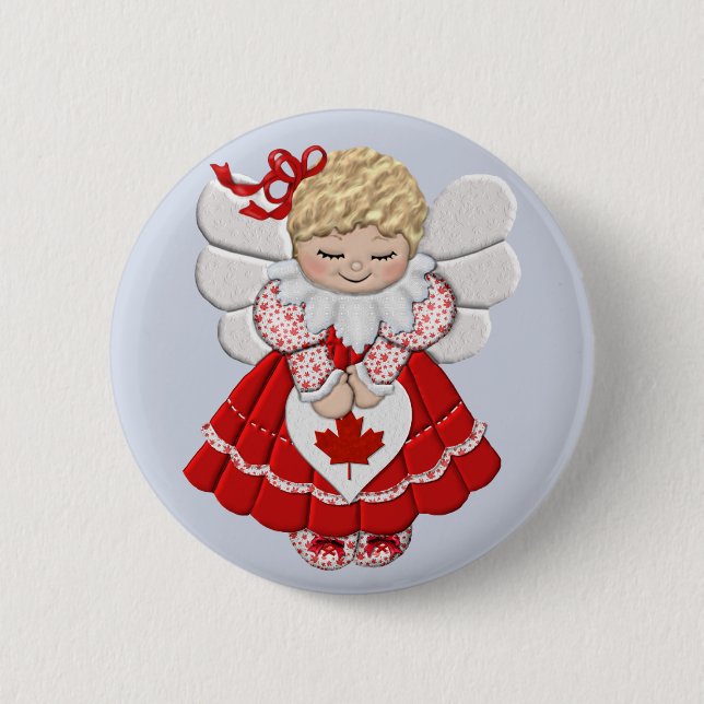 Canadian Angel 6 Cm Round Badge (Front)