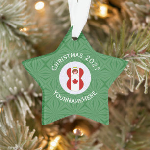 Canadian Angel Christmas Flag Personalised  Ornament