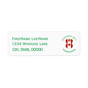 Canadian Angel Christmas Flag Personalised  Return Address Label