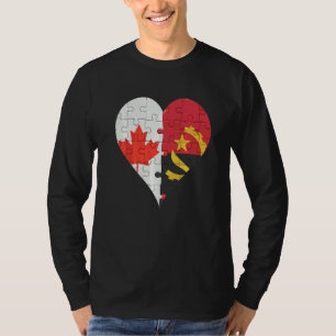 Canadian Angolan Flag Heart T-Shirt