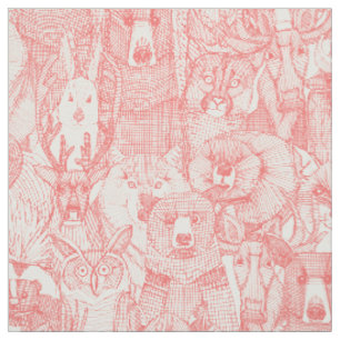 canadian animals coral pink half pearl fabric