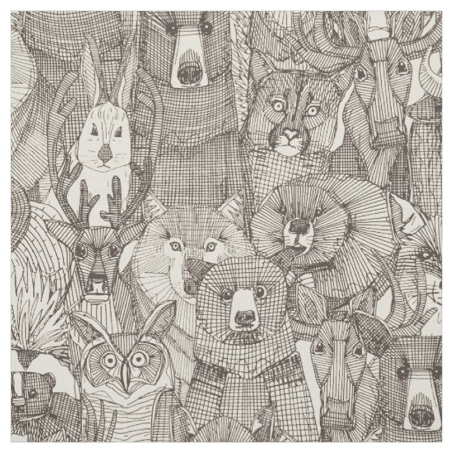 canadian animals natural fabric (Swatch)